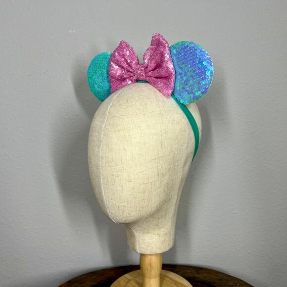 Blue Cotton Candy Elastic Minnie Ears | Disney-Inspired Adjustable Headband - Picture 3 of 5